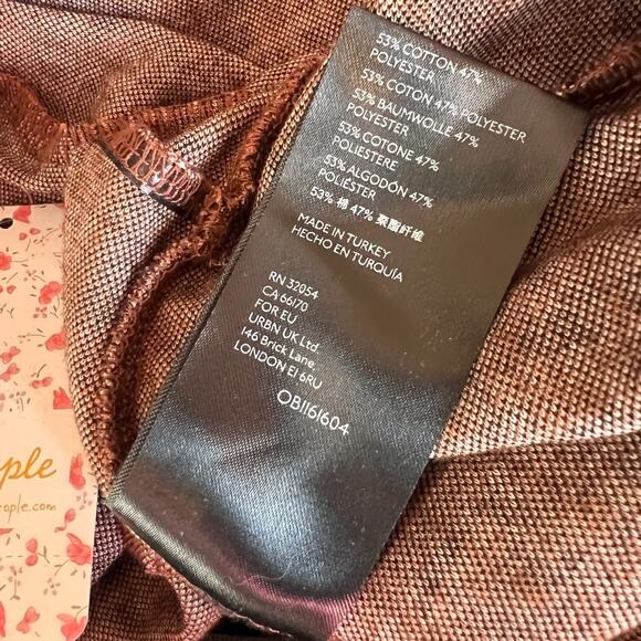 Free People Oxford fall plaid jumpsuit. Orange, black, puff sleeve NWT - Picture 9 of 12